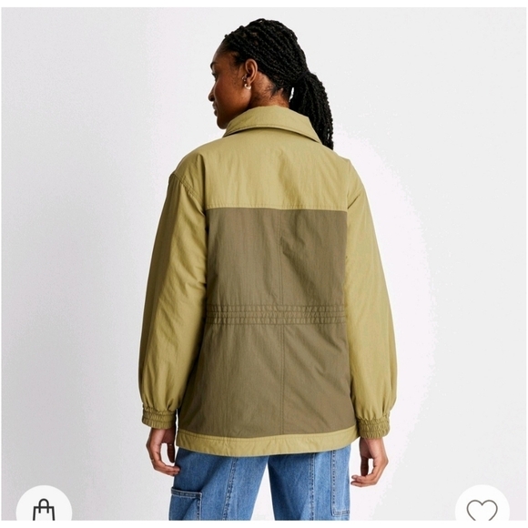 Future Collective Two-Tone Quilt Lined Utility Jacket Women's Size L Green - Picture 2 of 11